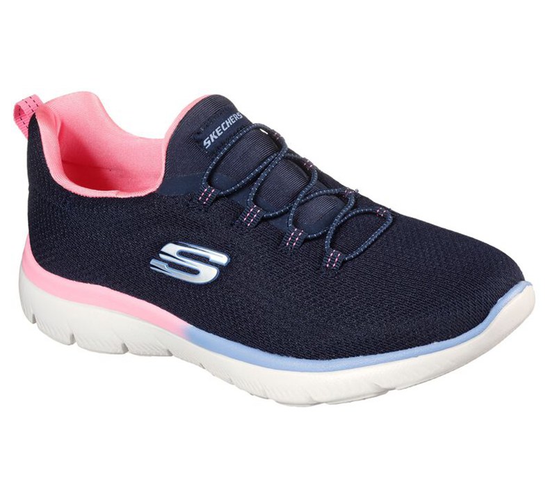 Skechers Dam Marinblå/Rosa Slip On - Summits - Glowing Glitz - Sverige (GDQVB-6309)